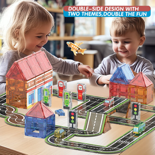 Cross-Border Flat Natural Color Magnetic Sheet Building Blocks Educational Toys Three-Dimensional Color Window Magnetic Sheet Gift Wholesale Manufacturer