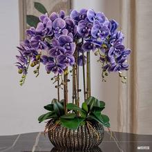 高档假花超真超大盆栽保湿蝴蝶兰仿真花套装客厅玄关装饰花艺摆件