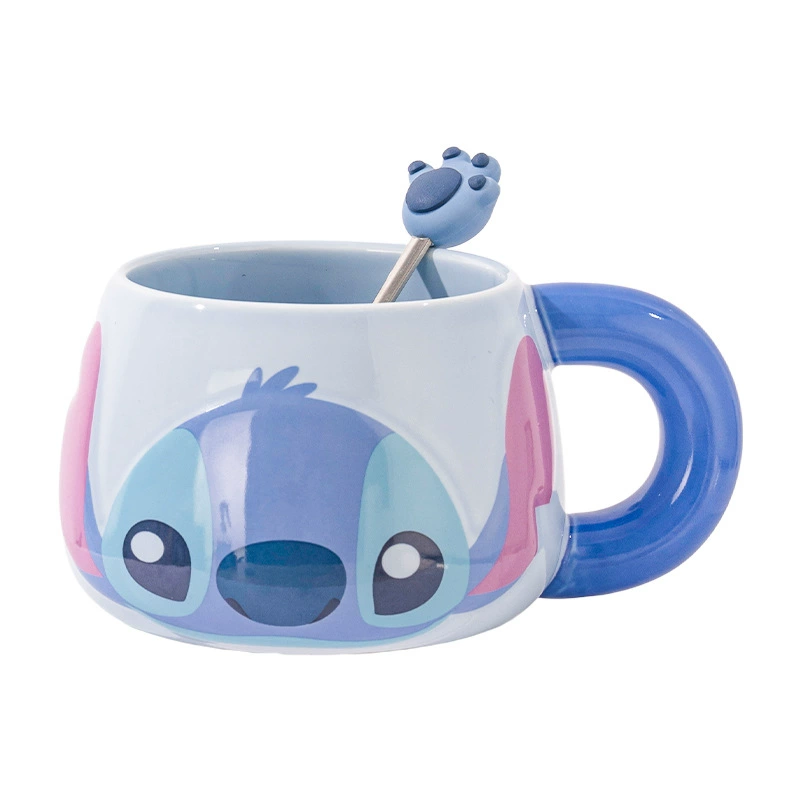 Кружка (Disney) Stitch — керамическая с объемом живота 500 мл, с ложкой и подарочной коробкой
