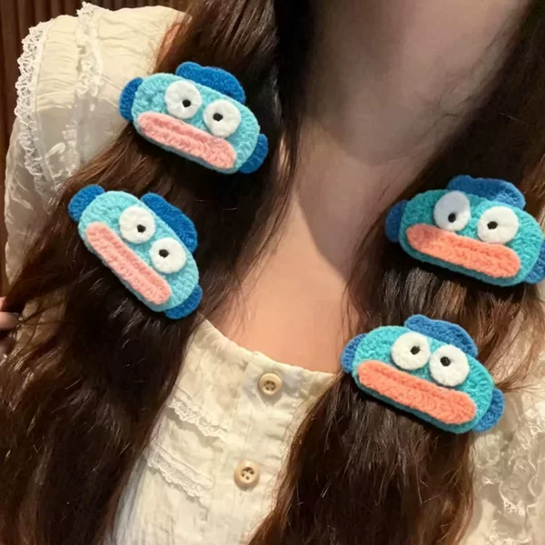 Funny and quirky fish-themed hair accessories: cute cartoon plush bangs stickers for girls, perfect for tidying up stray hairs, fun hair decorations for students