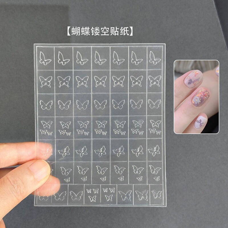 New Spray-Painted Internet Celebrity Hollow-Out Sticker Dual-Use Template with Butterfly, Heart, and Snowflake Patterns for Nail Art, with Adhesive Aid