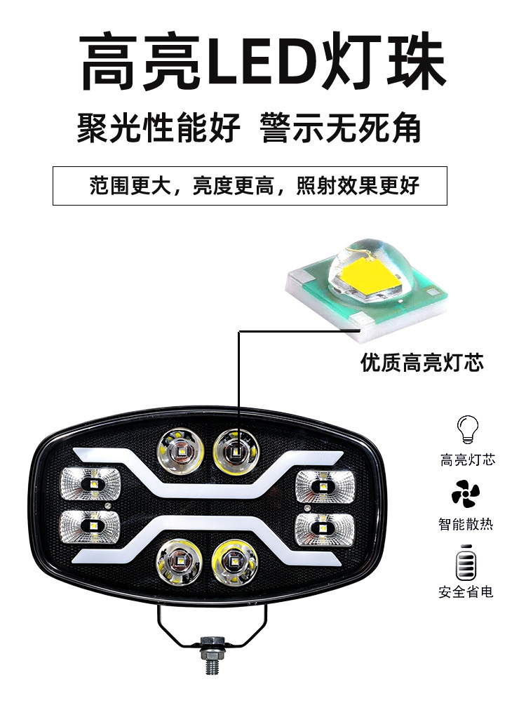 New 9inch Euro Truck Modified Light High-Power High-Brightness Work Light Driving Light Marine Searchlight Universal Model