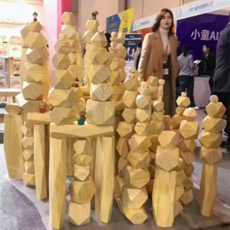 Anji Game Large Carbonized Stacked Stone Building Blocks Kindergarten Outdoor Kidsren's Construction Area Building Wooden Building Blocks Construction