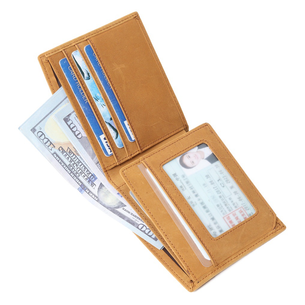 VE popular Amazon Europa y América retro de comercio exterior de cuero de Caballo Loco bolso de los hombres billetera de cuero genuino de marcado láser letras