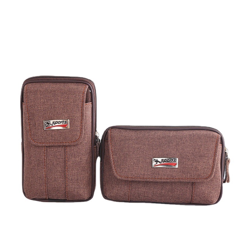 New Men's Waist Bag, Mobile Phone Bag, Casual Belt Bag, Canvas Mobile Phone Waist Bag, Multi-Functional Horizontal and Vertical Waist Bag
