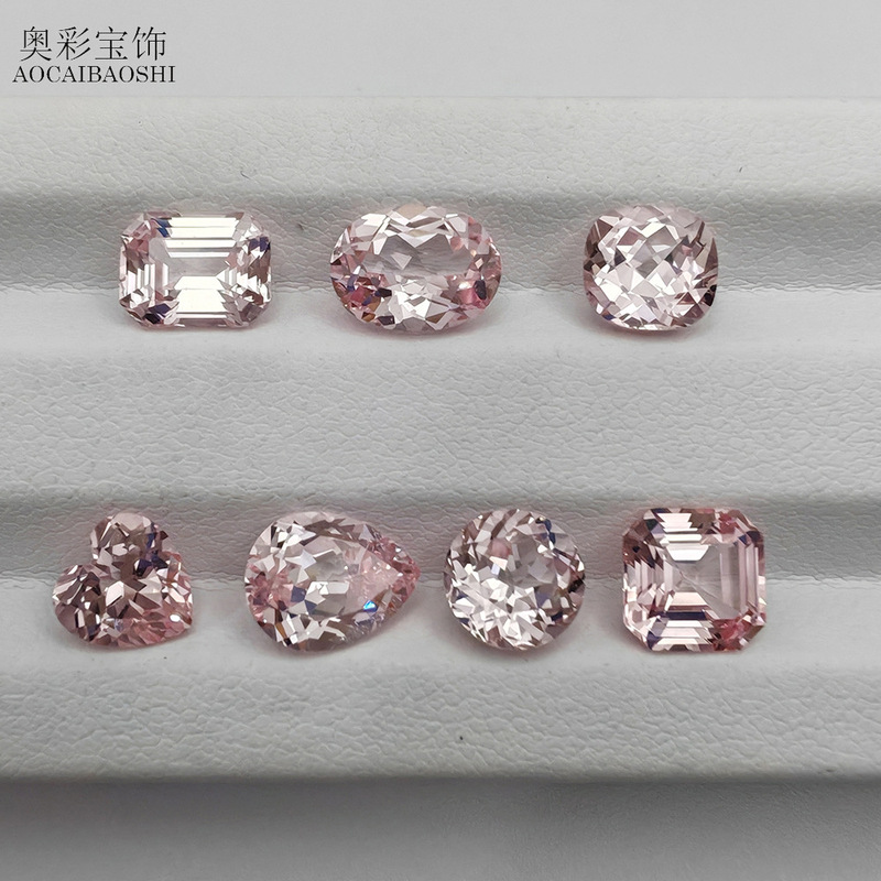 Aocai Precious Stone with Tila Method Cultivation, Blue Sapphire, Cherry Blossom Pink, Multi-Shaped Loose Stone, Agl Certificate, Main Stone for Jewelry