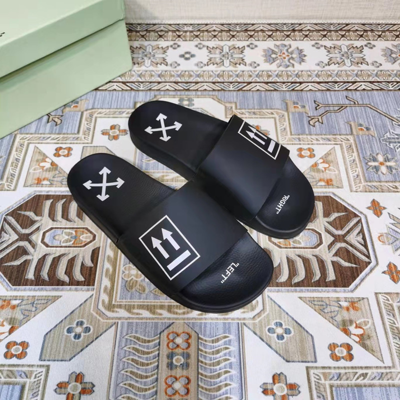 Off-White Slippers for Men and Women, Soft-Soled High-Heeled Shoes for Home Use, Zebra-Patterned Non-Slip Flat Sandals, Lightweight and Suitable for Outdoor Wear