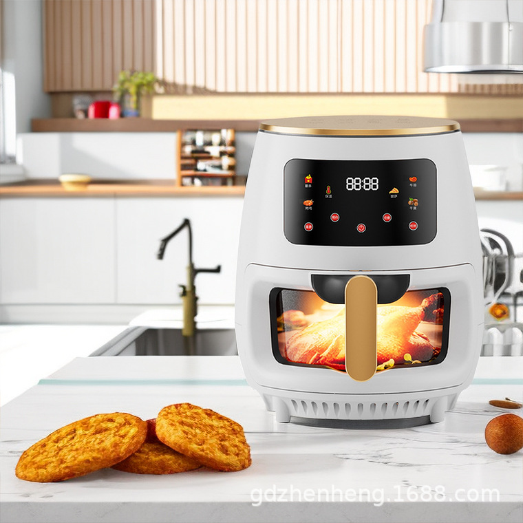 2025 New 4.5L Household Air Fryer Air Fryer Intelligent Visual Color Screen Touch Electric Fryer Cross-Border