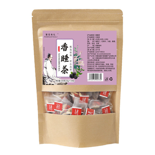 Manufacturer Ziziphus jujube kernel, lily, Poria tea, comfortable sleep tea wholesale, triangle bag health substitute tea wholesale