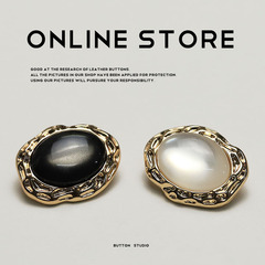 MOSN 小香名媛風橢圓珠光金屬紐扣毛衣女士外套大衣西服裝飾扣子