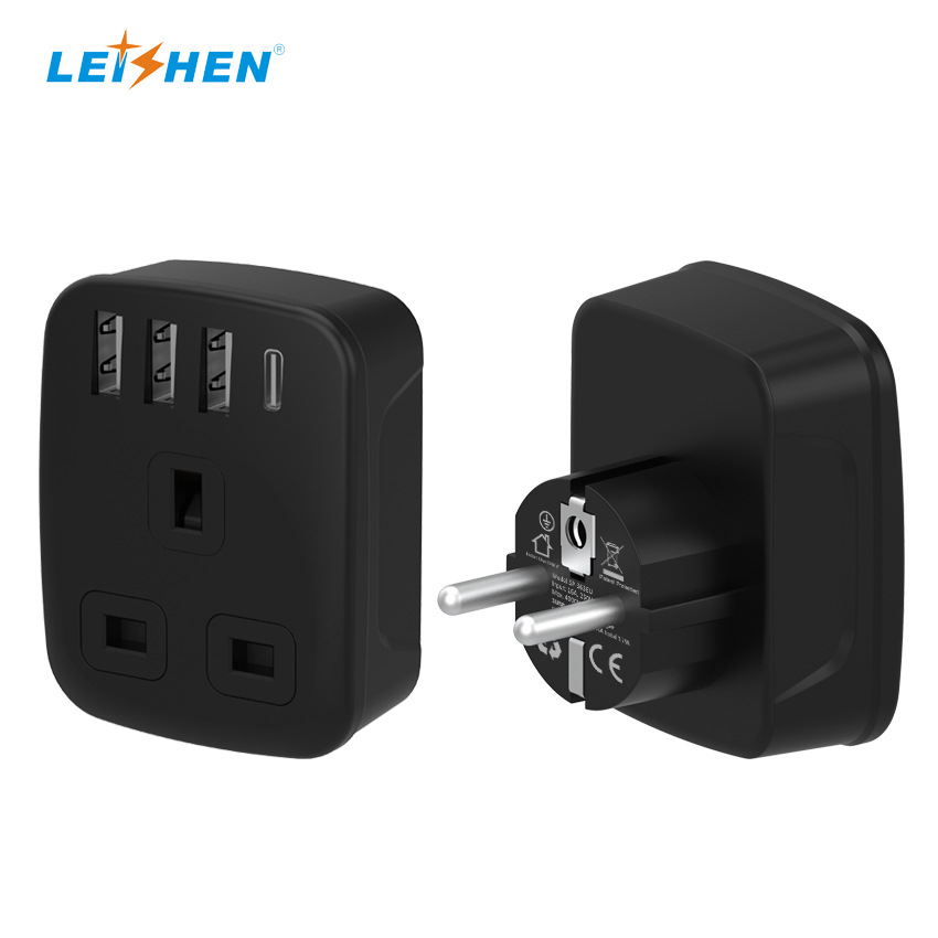 UK转EU转换插头  英规转欧规/美规轩插头  英式转欧式安全转换插