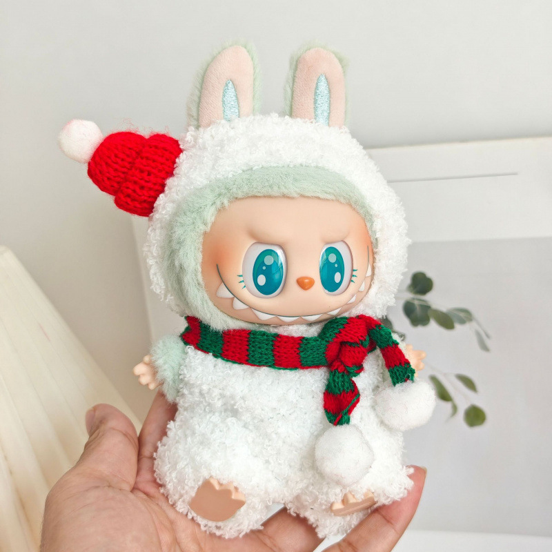 第一世代と第二世代のブラインドボックスラブブペンダントクリスマスマントベビー服ラブブビスケットマンセータークリスマス帽子|undefined