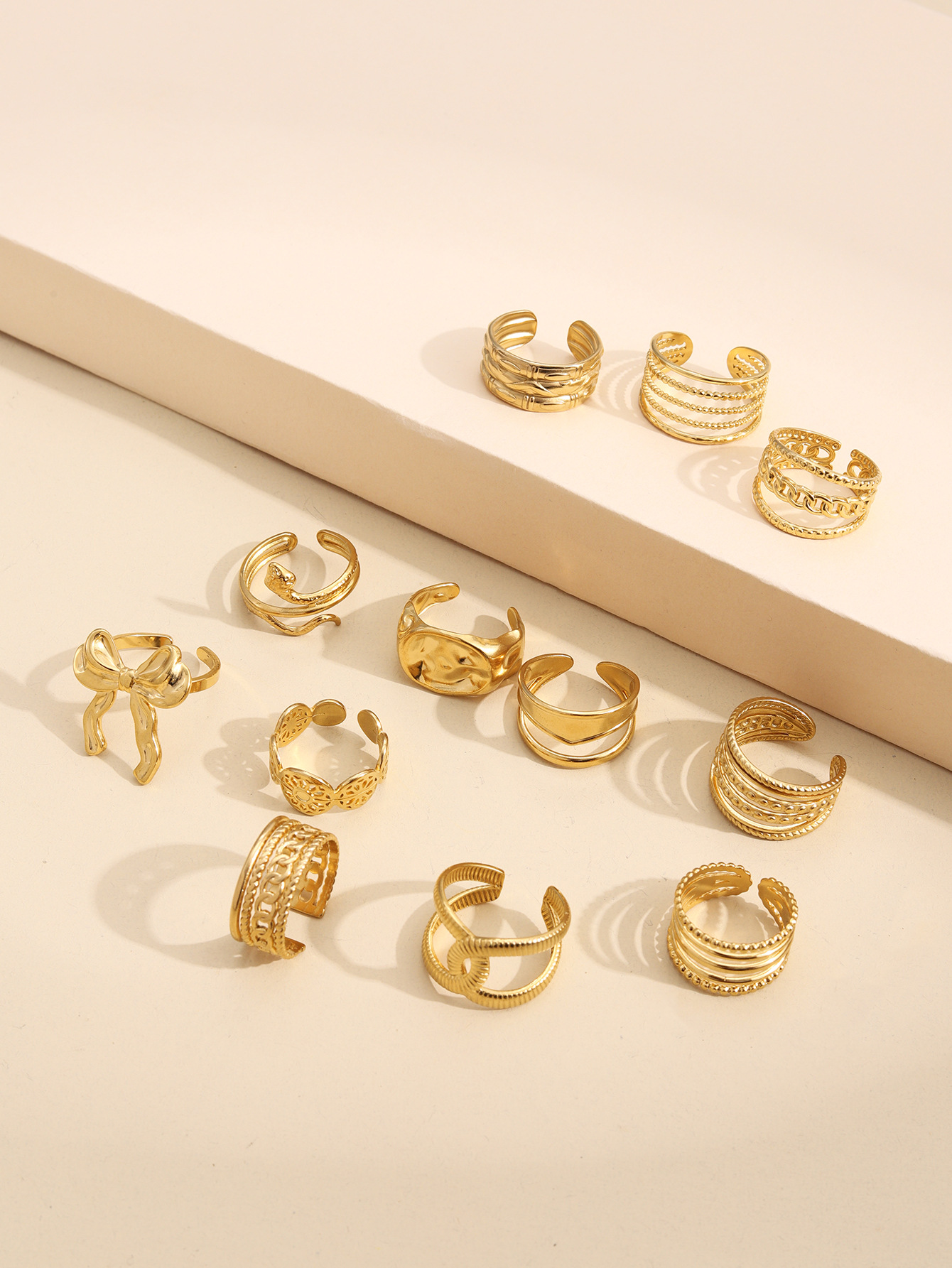 10g Weight Open Rings Classification Adjustable Ring Size 1 Piece Quantity Daily Occasion 304 Stainless Steel Material Smile Face, Snake, Bow Knot Pattern Women's Gender Retro Style Wholesale Jewelry Retro Smiley Face Snake Bow Knot 304 Stainless Steel Open Rings 2