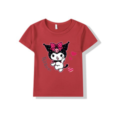 跨境電商 童裝 庫洛米Kuromi 時尚卡通印花男女童短袖T恤一件代發