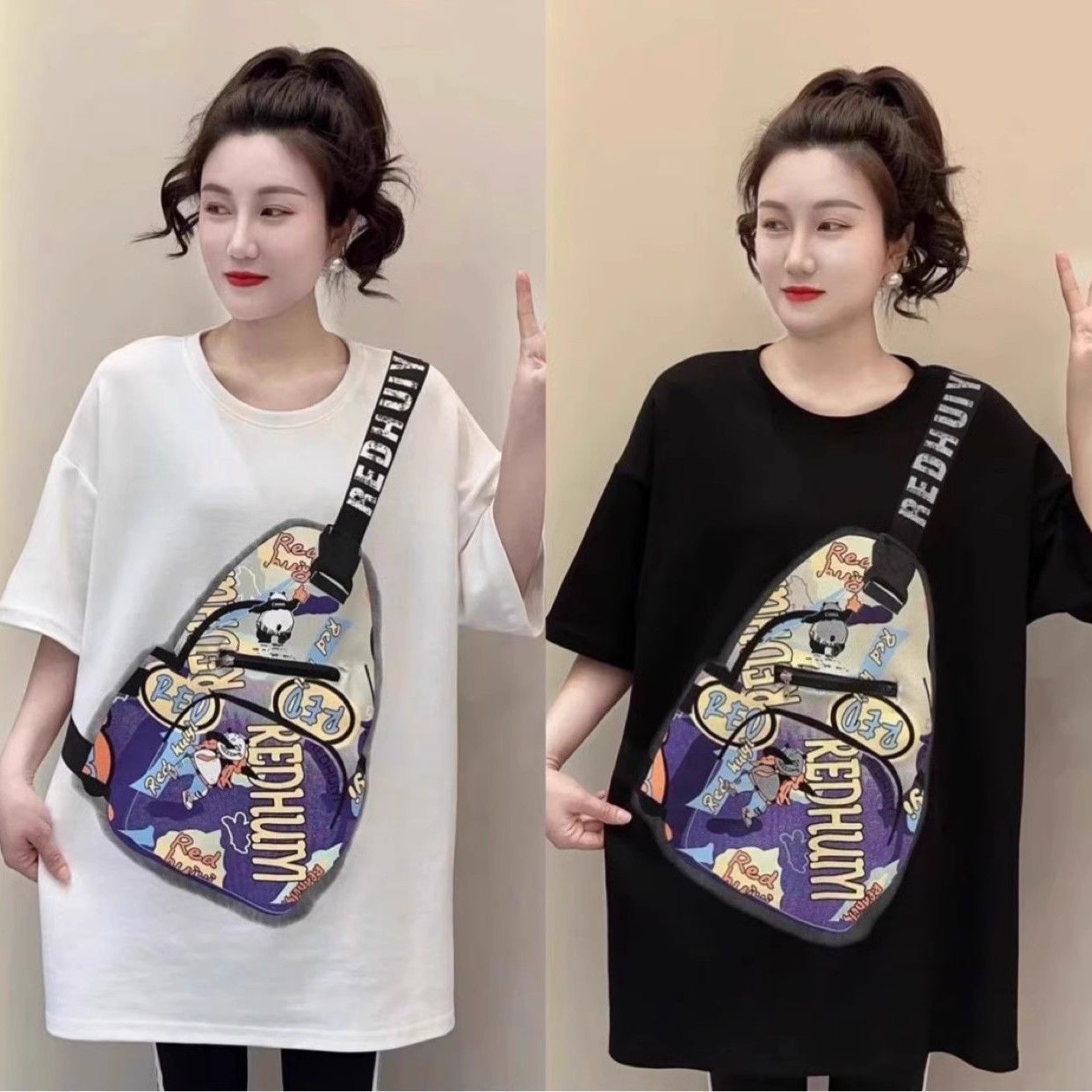 Productos europeos más el tamaño impreso camiseta de manga corta para mujer verano nuevo estilo de longitud media gordo mm suelto y delgado top casual de moda image 3