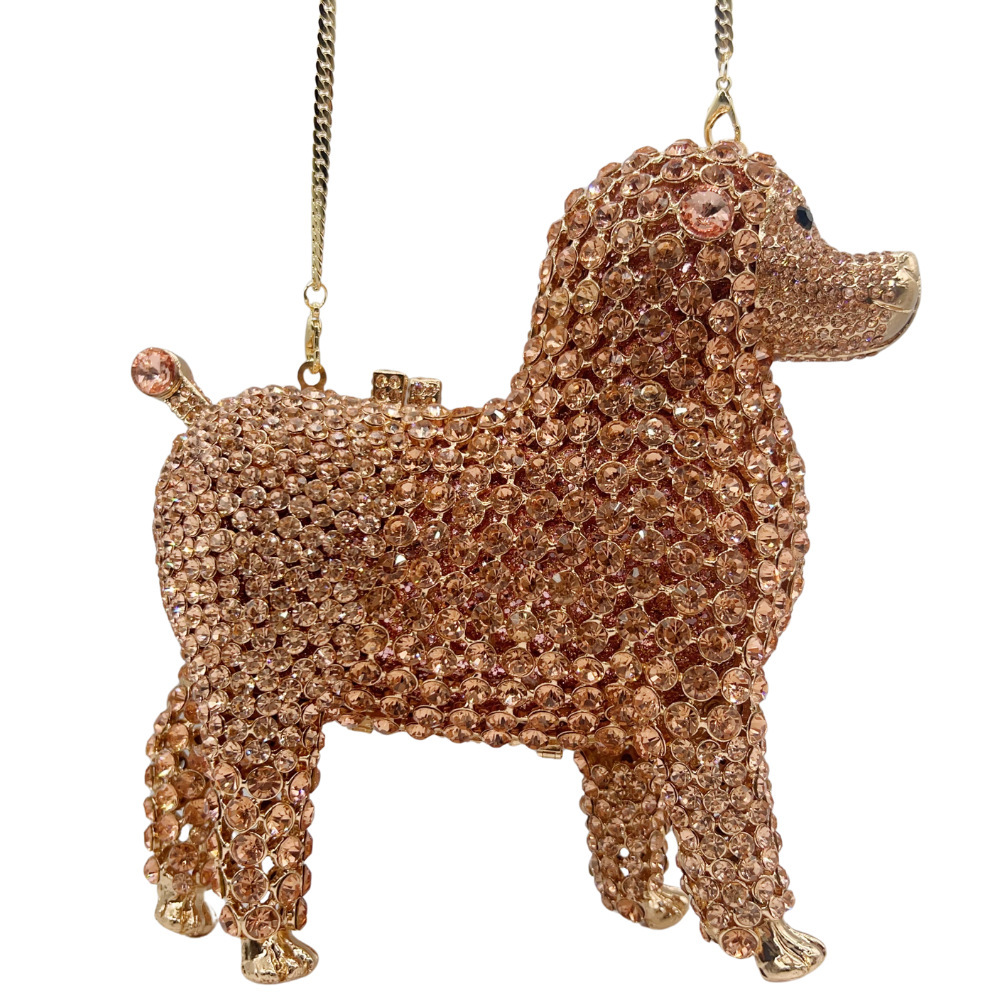 Animal transfronterizo perros diamantes bolsas de cena Europa y América banquete lleno de diamantes bolsas de mano bolsas de cena de mujer embragues de piedra