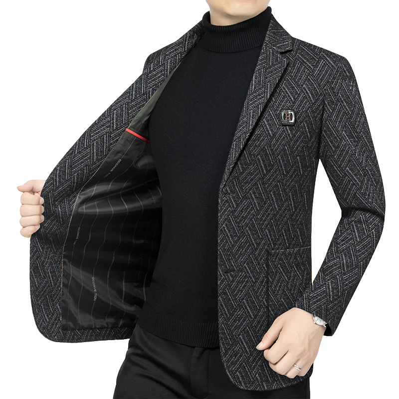 2025 Spring and Autumn Small Suit Jacket Men's Middle-Aged Business Casual Large Size High-End No-Iron Men's Suit Dad's Wear