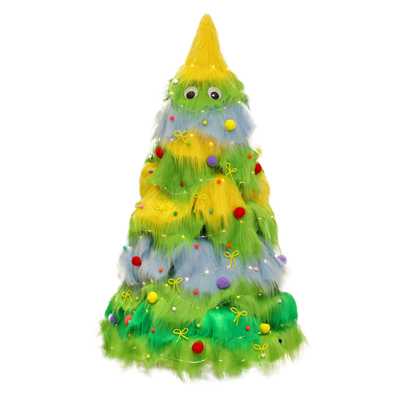 Paquete de árbol de Navidad 1.5 / 1.8 / 2.1m dibujos animados de peluche iluminados gran árbol de Navidad decoración conjunto