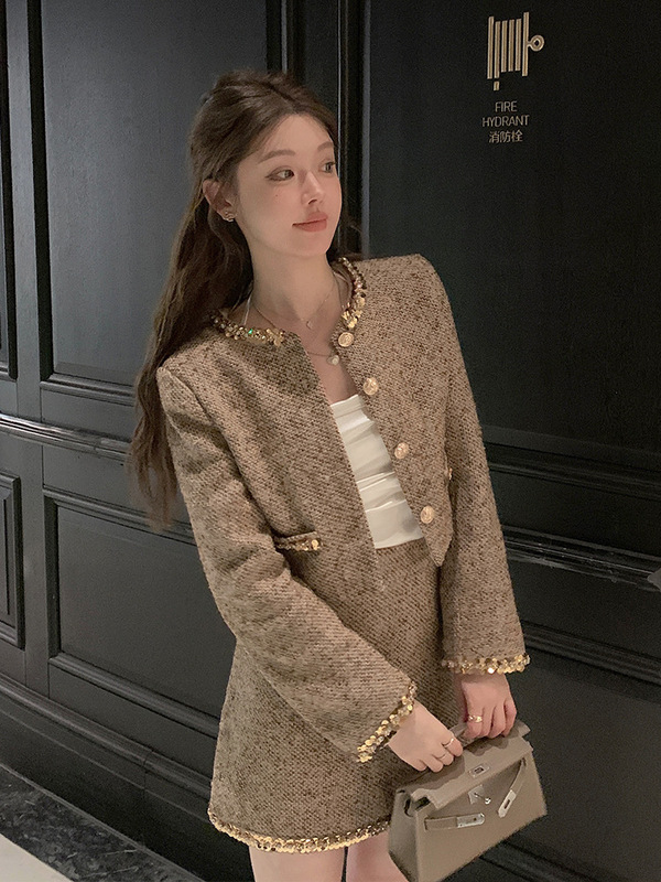 设计感小香风绝美小套装裙巨好看的韩系小个子两件套时尚千金名媛|undefined