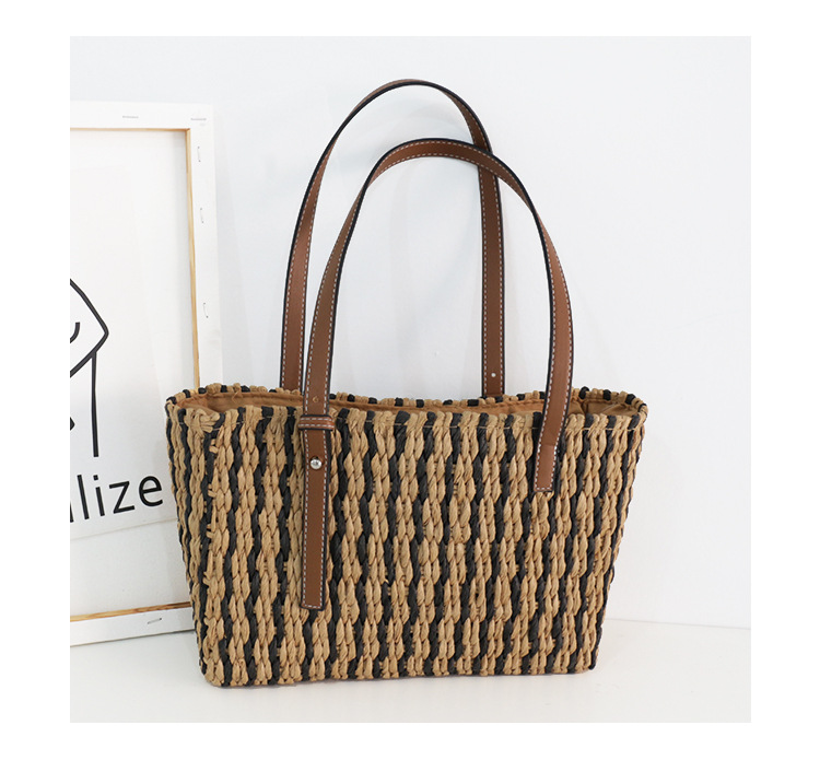 Women's Medium Straw Stripe Fashion Weave Square String Handbag display picture 4