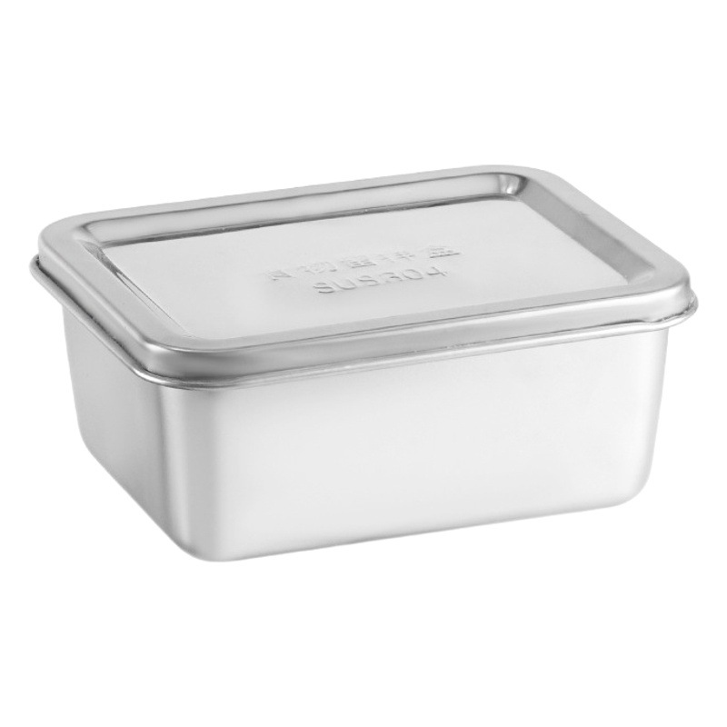 Caja de muestra de acero inoxidable 304 cajas de muestra de alimentos de jardín de infantes cajas de muestra redondas de cocina cajas de verduras con cubierta caja rectangular