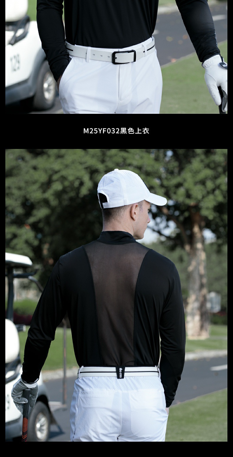 Áo thun dài tay golf nam Mo EYES chất lụa lạnh thoáng khí — M25YF032 trắng lụa lạnh tay dài [lụa lạnh mát/lưới thoáng khí sau lưng/độ đàn hồi cao mềm mại], M25YF032 đen lụa lạnh tay dài [lụa lạnh mát/lưới thoáng khí sau lưng/mềm dẻo đàn hồi cao] chi tiết 11