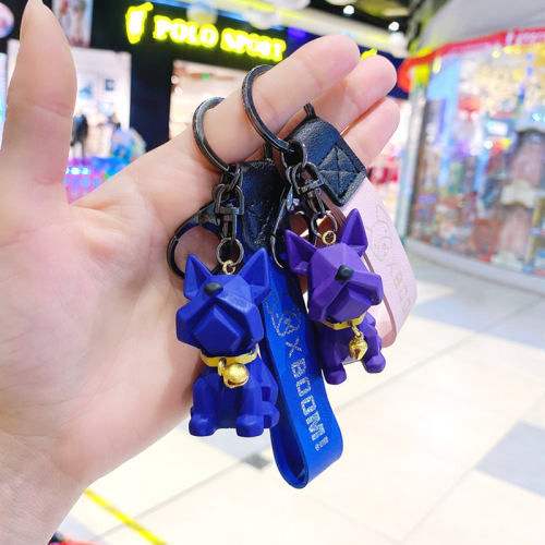 Cute trendy bulldog keychain pendant car keychain French bulldog dog couple bag pendant wholesale