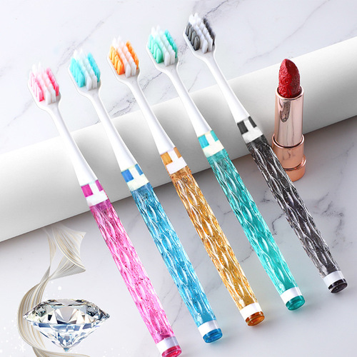 Thousand-hair toothbrush, soft bristles, adult household, high-end crystal handle, wide head, family wear, for men and women only