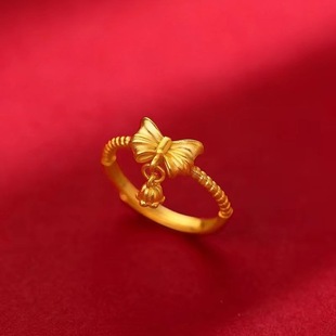 Authentic 2023 new bow orchid necklace ring three-piece set of Vietnamese gold simulation gold earrings