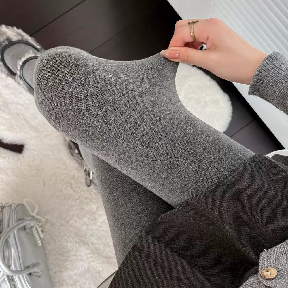 Autumn Miu Thermal Pantyhose Women's Combed Cotton Knitted Plain Leggings Versatile Beautiful Legs Thickened Thermal Tights