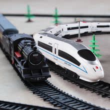 火車玩具長9.4米真火車軌道套裝電動模型動車帶聲光老式蒸汽機