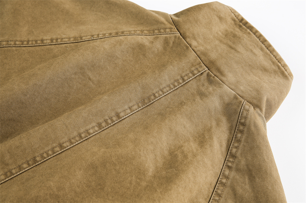 Men's Stand Collar Patchwork Workwear Jacket Loose Fit Trendy Top_voghion.com