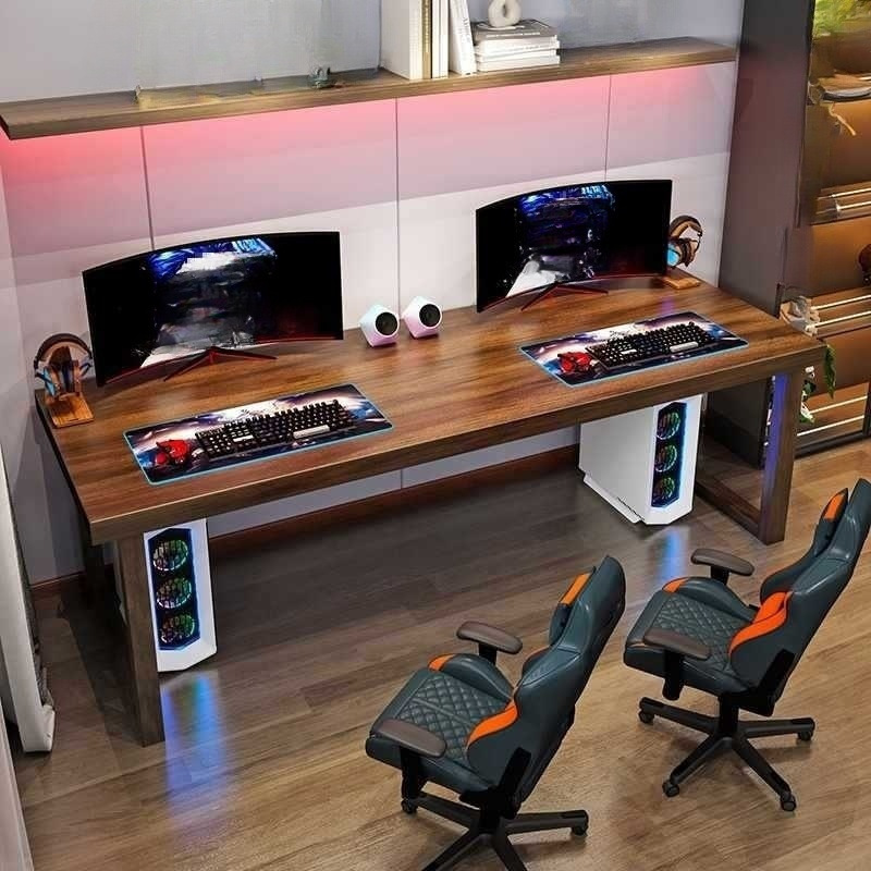 Solid Wood Large Board Double Computer Desk Desktop Bedroom Home Office Desk Large Long Desk Work Table Two-Person Gaming Desk