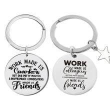亚马逊不锈钢钥匙扣work made us colleagues but励志礼物