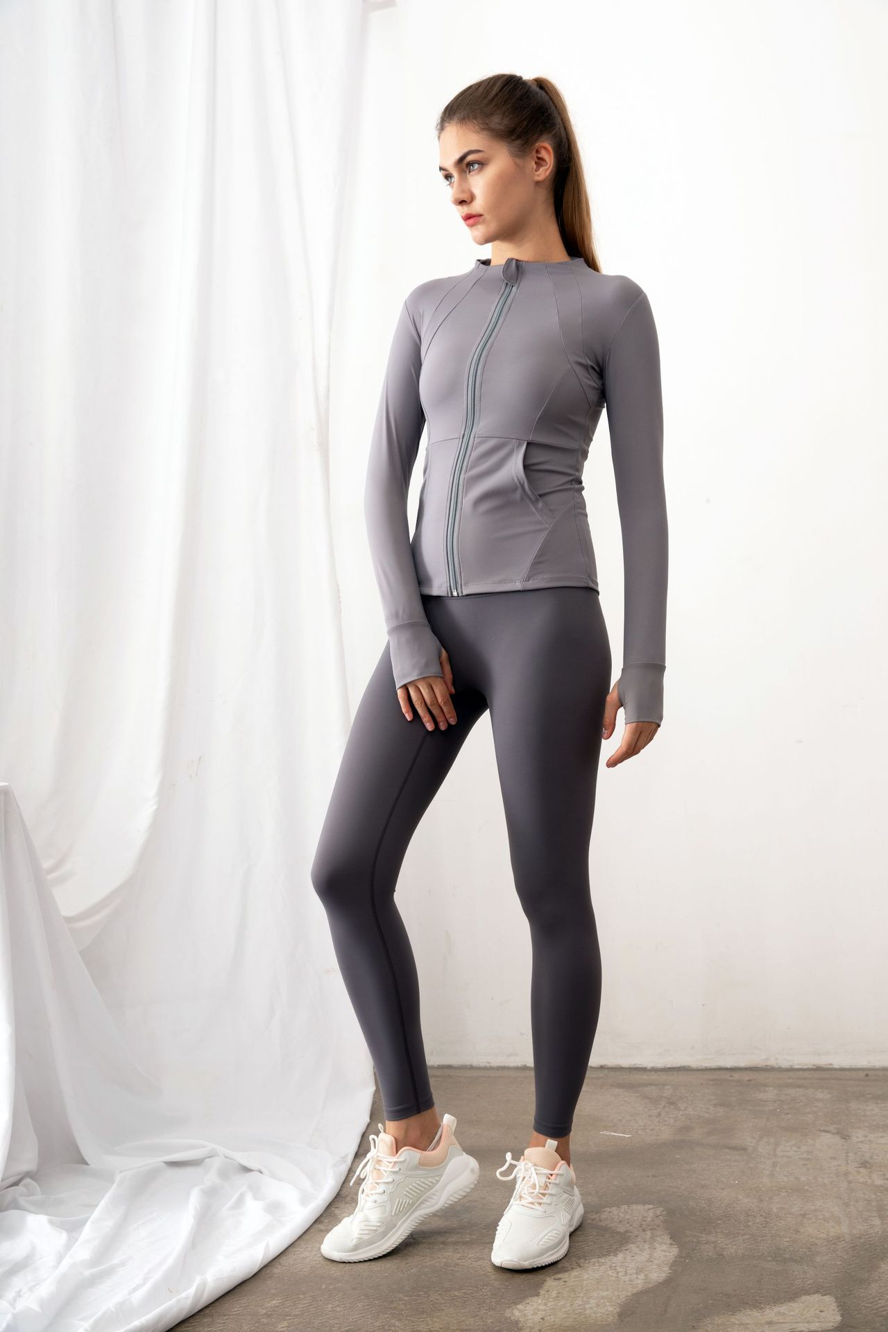 455g Weight Long Sleeve Sleeve Length Nylon, Cotton Blend Fabric Type Regular Top Length Skinny Pants, Sweatpants Pants Type Coat Tops Type Fitness, Yoga Occasion Round Neck Neckline Solid Color Pattern Simple Style, Sport Style Style Simple Style Sport Style Solid Color Nylon Cotton Blend Round Neck Tracksuit Coat Skinny Pants Sweatpants 27