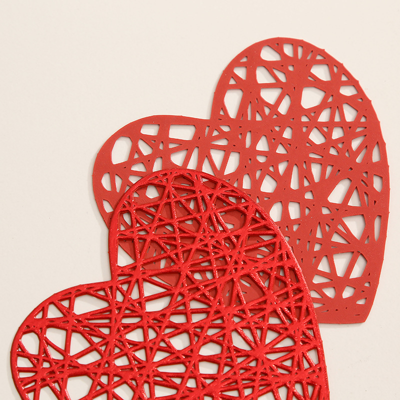 Creativo amor pequeño posavasos decoración del hogar mantel de mesa PVC aislamiento térmico estampado en caliente mantel café posavasos antideslizantes al por mayor