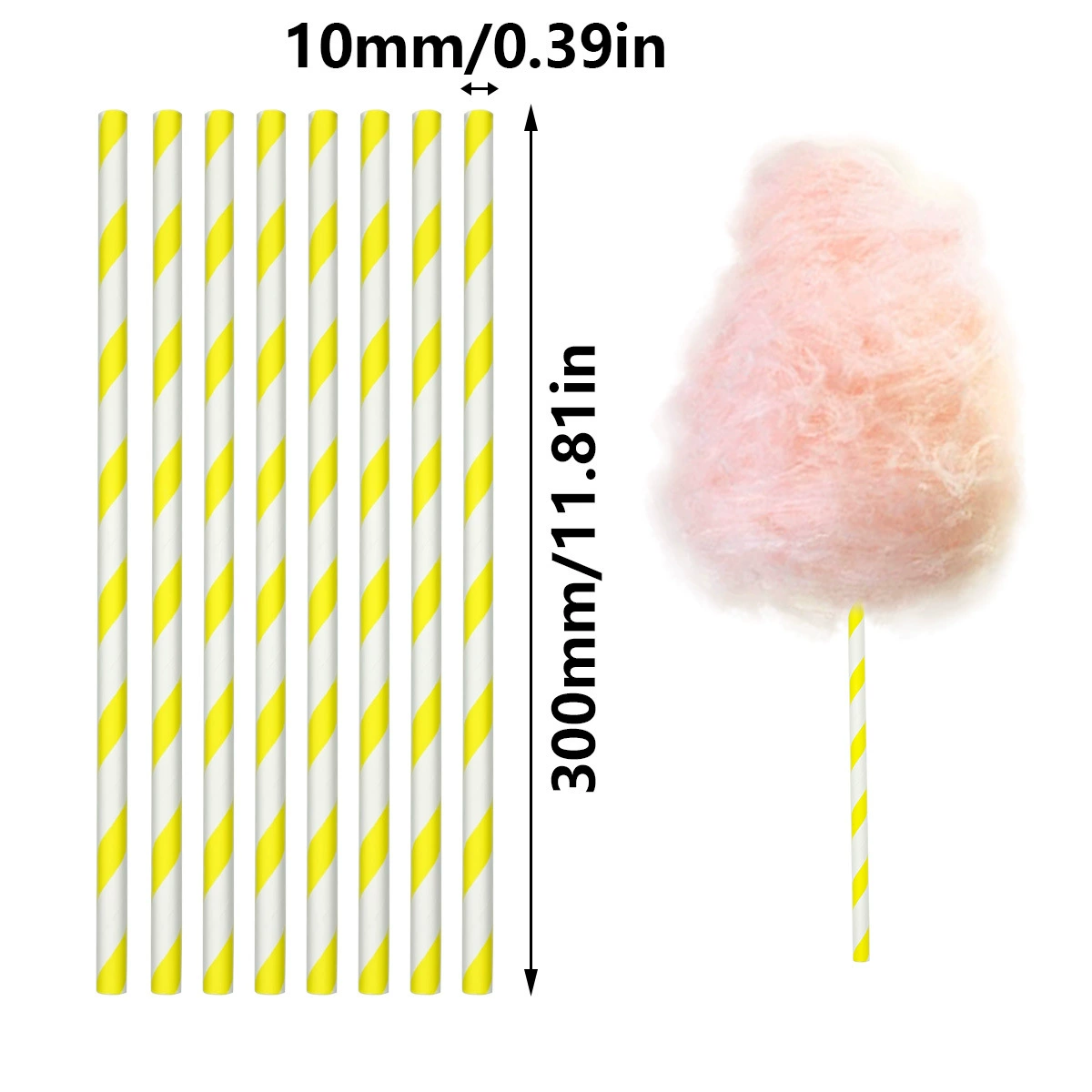 Зефир машина специальная зефир цветная палка 10*300 мм желтая цветная полоска детская специальная палка