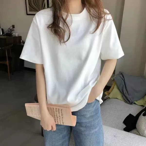 White, with short sleeve