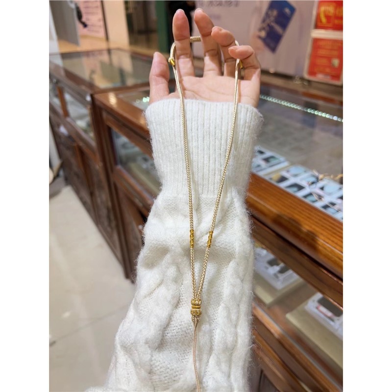 纯手工编织八股项链绳黄金绳翡翠挂件绳吊坠绳女款可调节挂件绳子