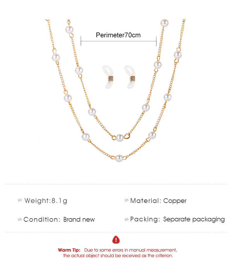 Korean Simple Pearl Necklace Fashionable Temperament Metal Copper Double Layer Clavicle Chain Neck Chain Foreign Trade New Product Necklace Women display picture 1