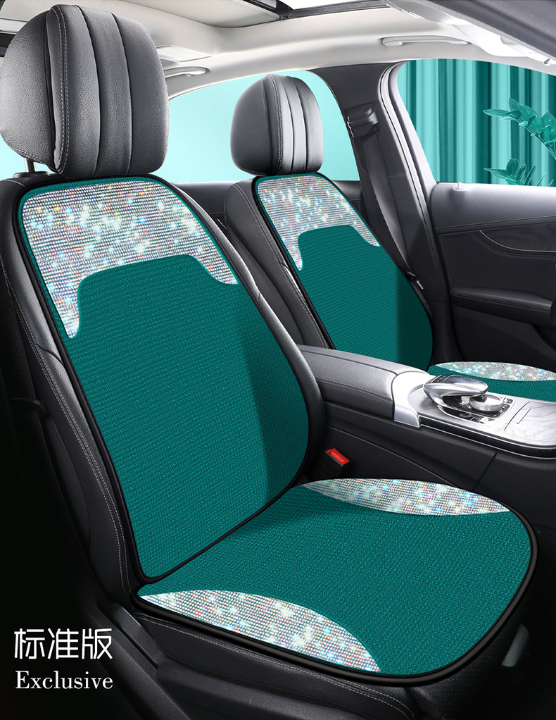 Women's Car Cushion Summer Cool Cushion High-end Atmospheric Full Diamond Car Seat Cushion Pink Four Seasons Universal Three-piece Set