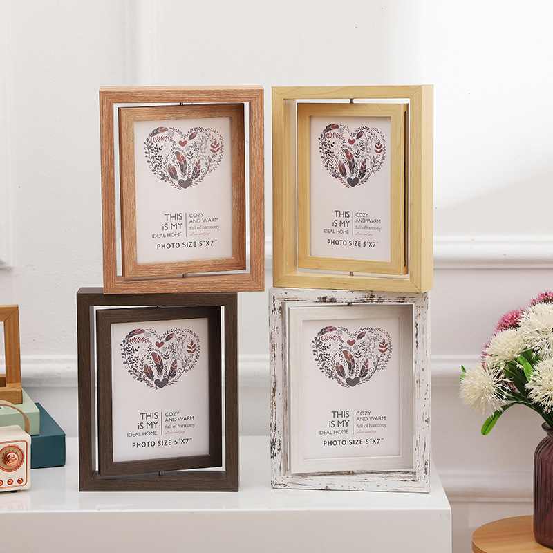 Modern creative small fresh rotating photo frame table 6 inch 7 inch picture frame double-sided photo frame wholesale
