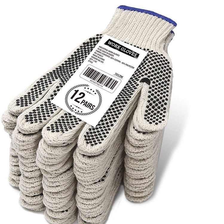 点塑手套厂家劳保作业搬运点珠胶点工作涤棉纱线手套