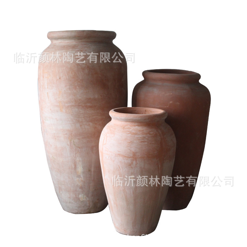 Paisaje de vid maceta de cerámica gruesa maceta de cerámica antigua combinación de gran tamaño cerámica simple cerámica roja
