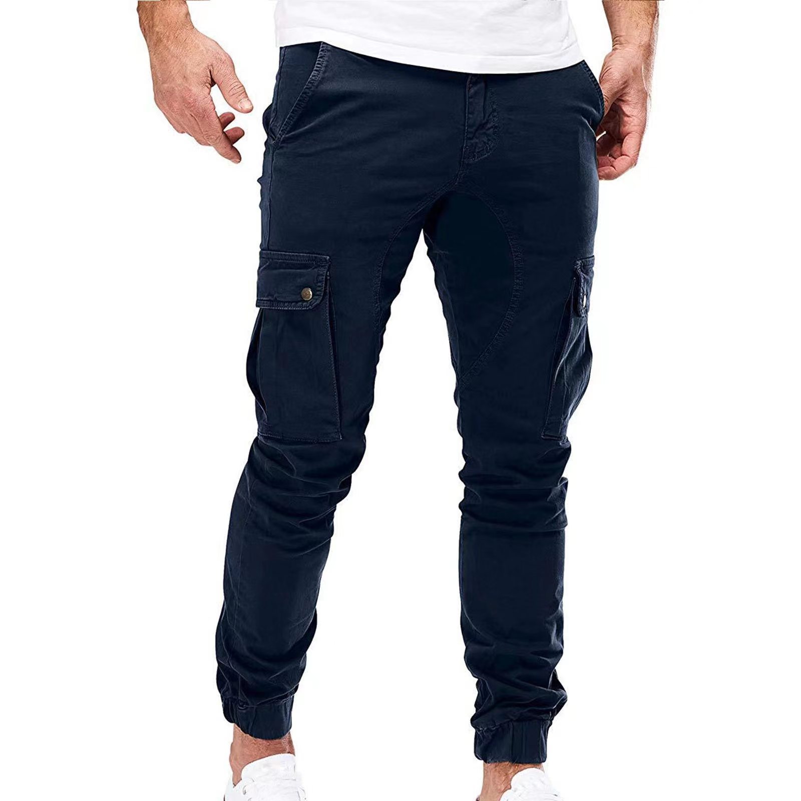 Autumn New Men's Cargo Pants Mens Overalls Multi-pockets Solid Color Pants Trousers Slim Fit Jogging_voghion.com