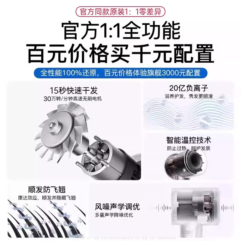 高速吹风机大功率无叶电吹风家用负离子学生宿舍发廊护发电吹风筒|undefined