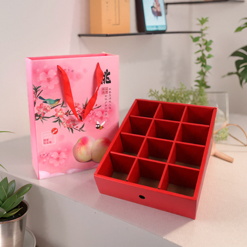 Caja de embalaje de melocotón de agua, caja de melocotón de miel, caja de regalo vacía, caja de regalo general, caja de cartón de melocotón amarillo, stock