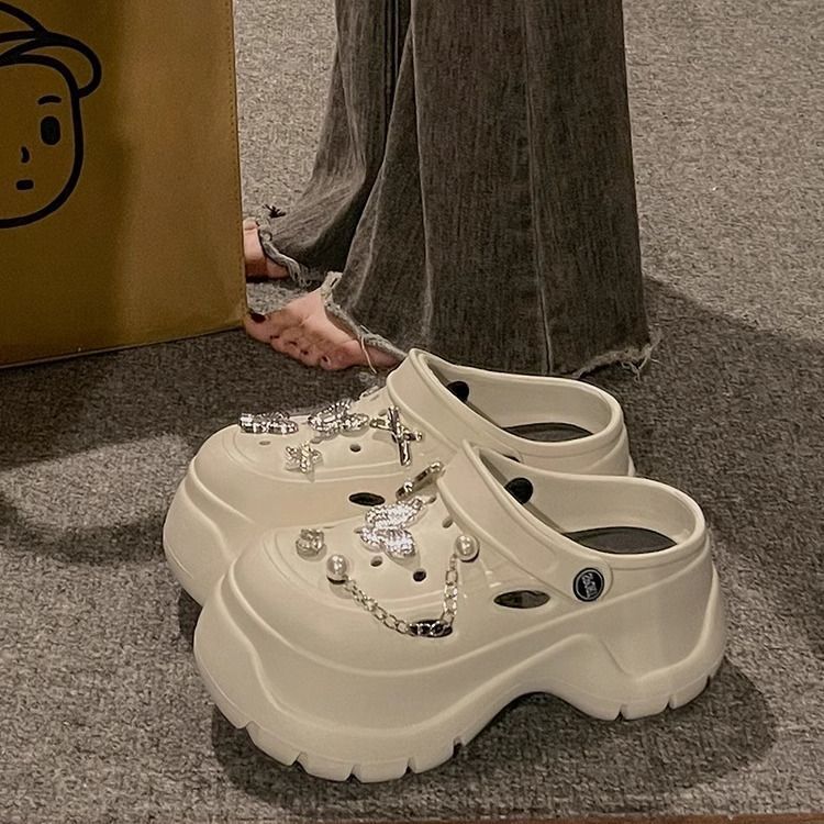 Sweet Cool Punk Style Metal Butterfly Ultra-Thick-Soled Clogs for Women 2024 New Summer Outdoor Closed-Toe Slippers Sandals Sweet Cool Punk Style Metal Butterfly Ultra-Thick-Soled Clogs for Women 2024 New Summer Outdoor Closed-Toe Slippers Sandals
