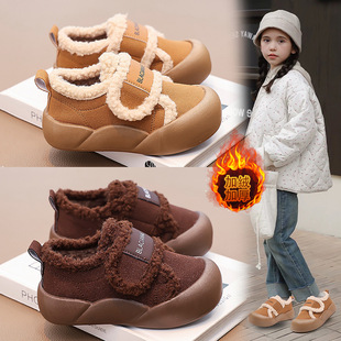 Girls Cotton Shoes 2024 Winter New Children Warm Maomao Birken Shoes Girls Fashion fleece-lined Casual Shoes