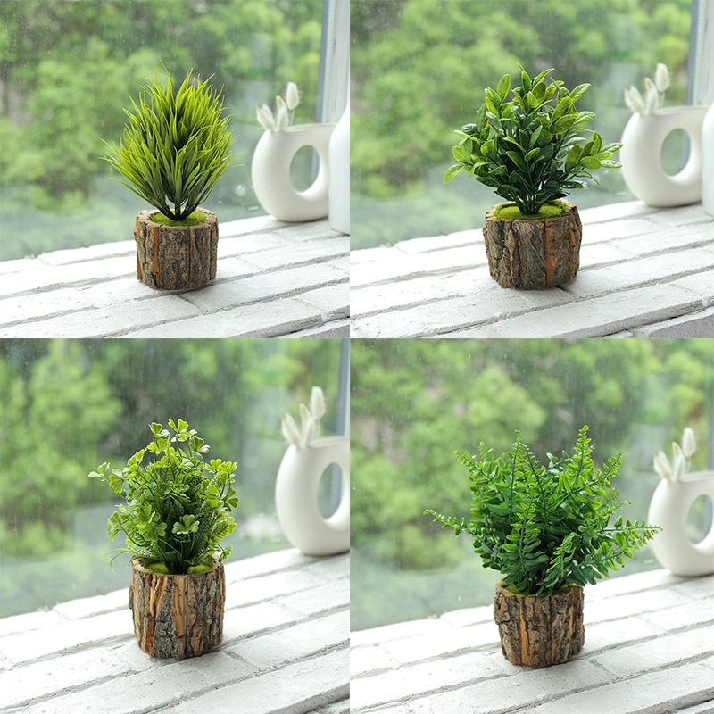 Set de plantas verdes en maceta de 4 piezas E ☆